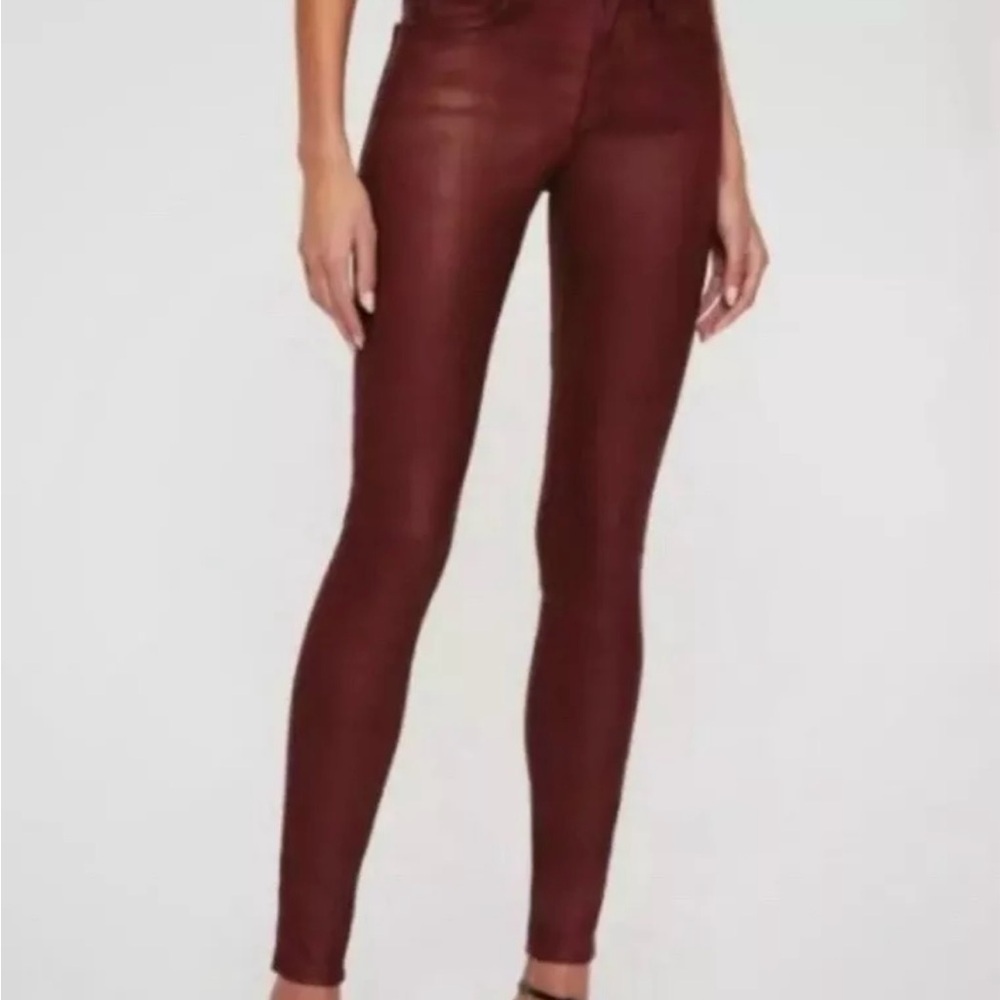 AG ADRIANO GOLDSCHMIED THE FARRAH SKINNY ANKLE Women Red 27R Faux Leather Pants